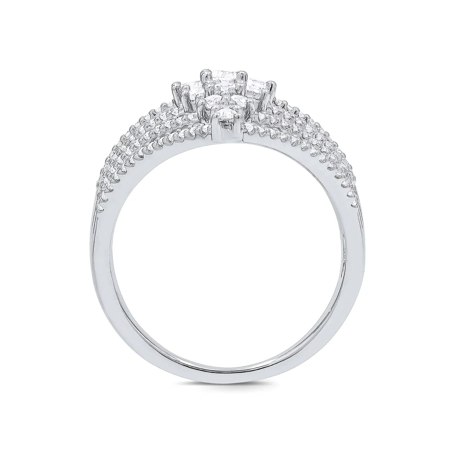 1 CTW Diamond Multi-Row Fashion Ring in 14KT White Gold