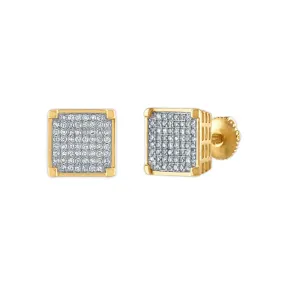 1/2 CTW Diamond Fashion Stud Square Earrings in 10KT Yellow Gold