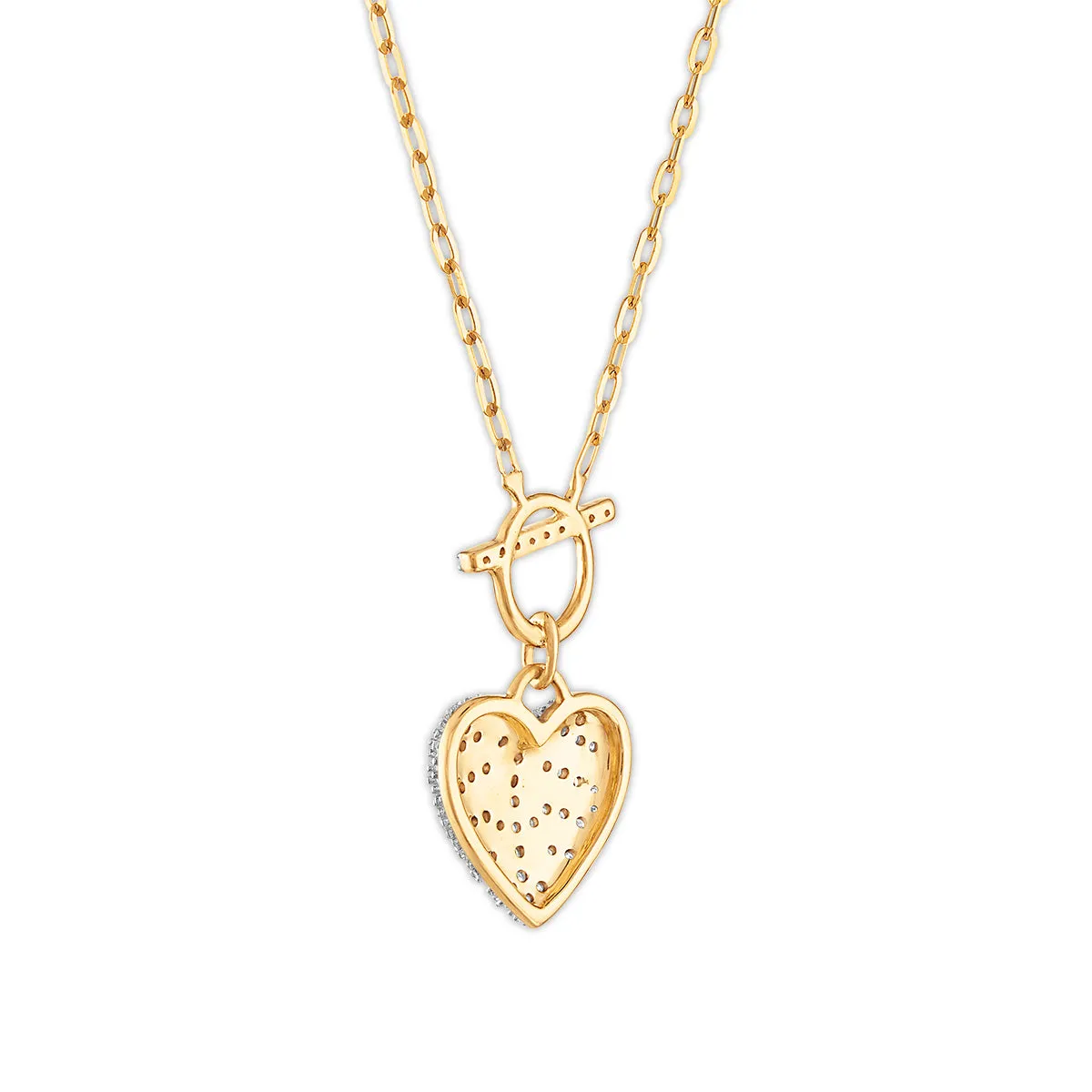 1/4 CTW Diamond Heart Toggle Necklace in 10KT Gold with Paperclip Chain