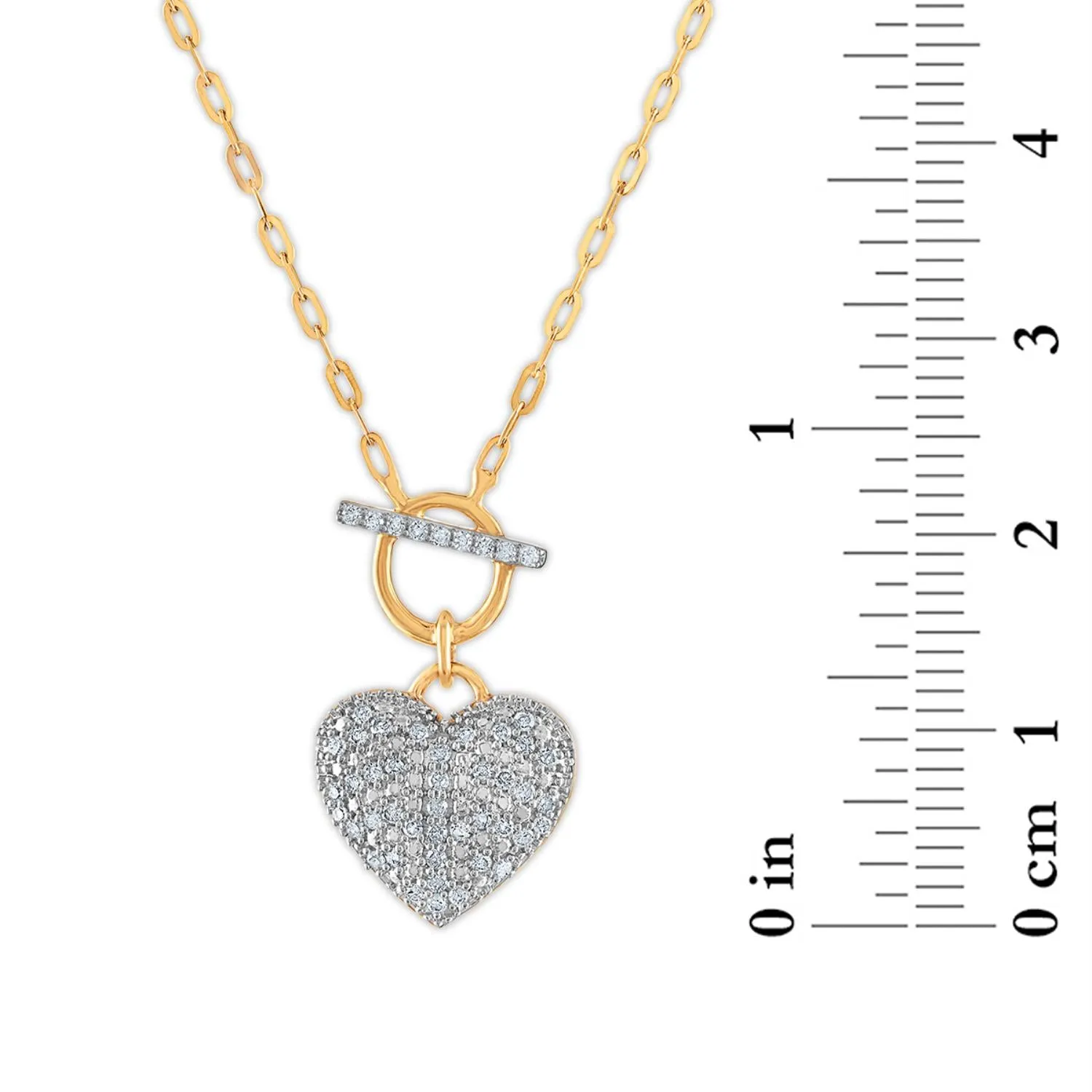 1/4 CTW Diamond Heart Toggle Necklace in 10KT Gold with Paperclip Chain