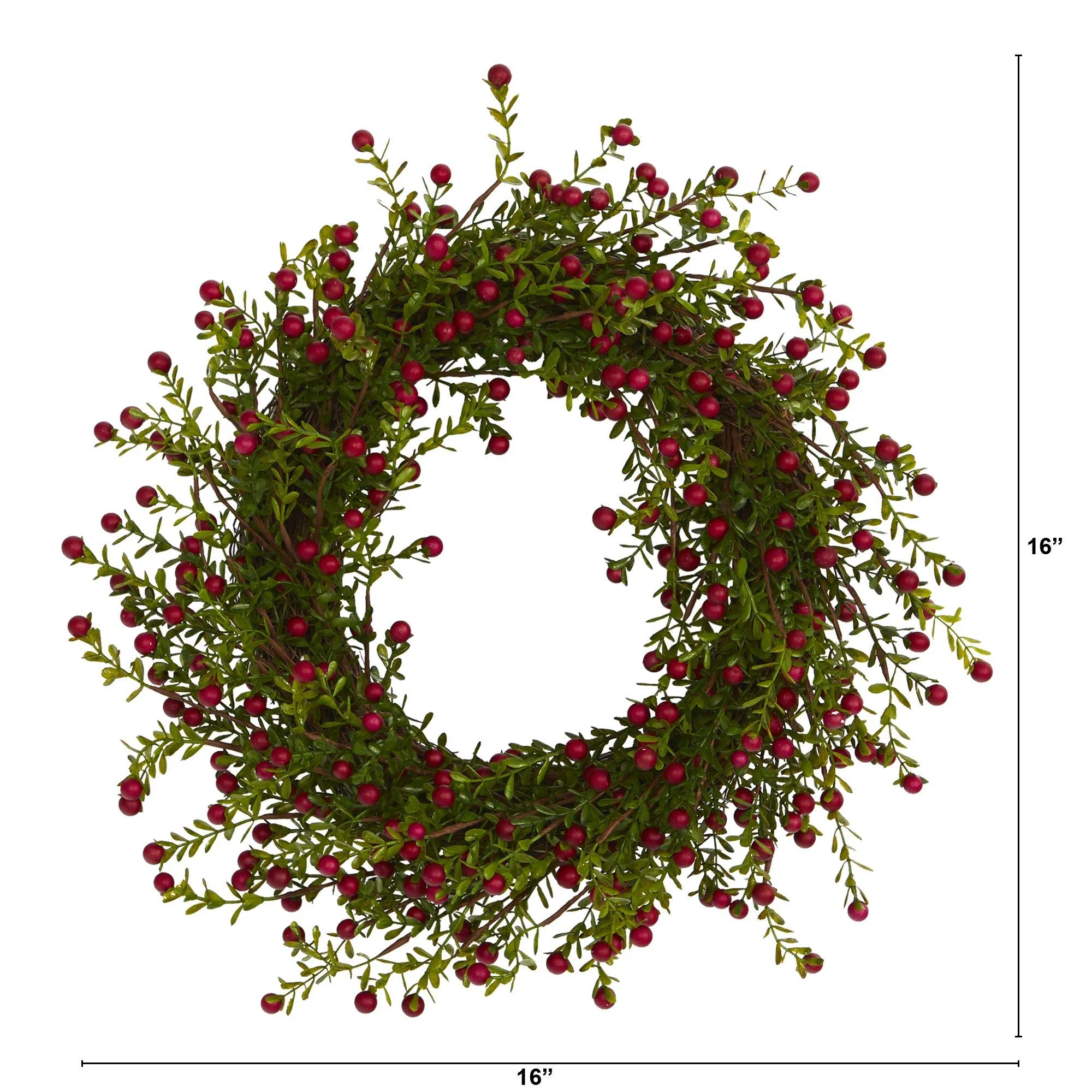 16” Boxwood and Berries Artificial Wreath