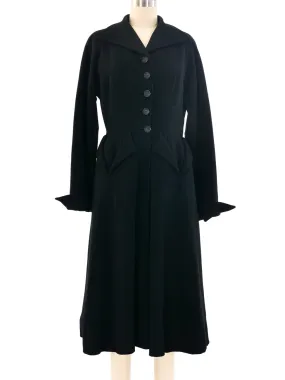 1950's Black Wool Button Front Coat