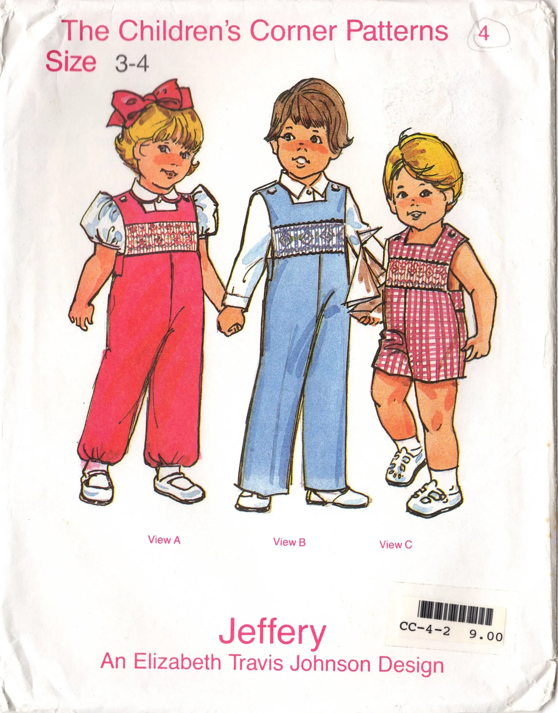 1980's Children's Corner Child's Smocked Romper and Overall Pattern - Size 3-4 years  - No. 4