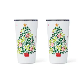 20 Oz Peppermint Tree Highball Tumblers, Set Of 2