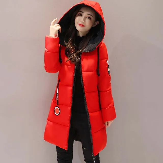 2017 Winter jacket women Thick Long Women Parkas  Hooded Female Outwear Coat Down Cotton Padded Snow Wear