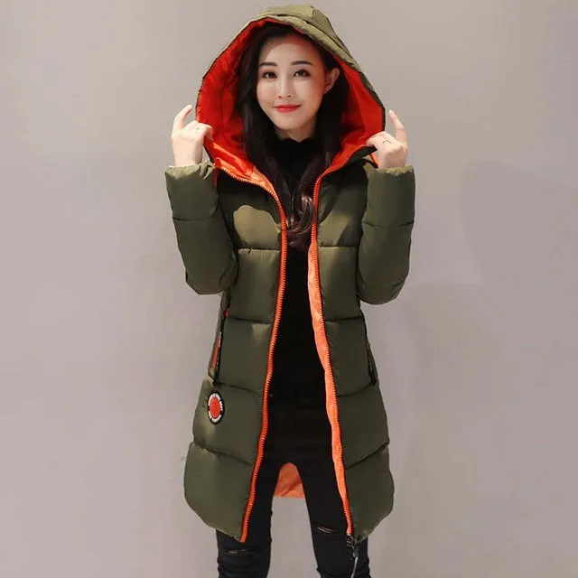 2017 Winter jacket women Thick Long Women Parkas  Hooded Female Outwear Coat Down Cotton Padded Snow Wear