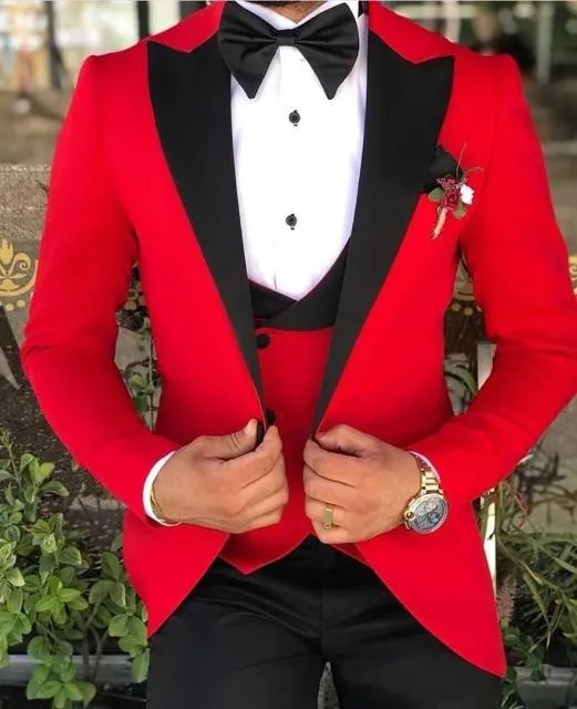 2020 Men's Suit Fashion Formal Business Slim Fit 3-Pieces White Blazers Burgundy Pant Men's Tuxedo Wedding Men Suits Groom Suit