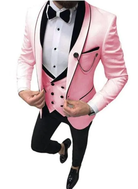 2020 Men's Suit Fashion Formal Business Slim Fit 3-Pieces White Blazers Burgundy Pant Men's Tuxedo Wedding Men Suits Groom Suit