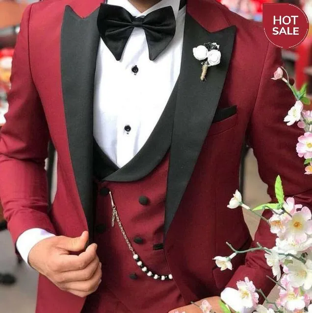 2020 Newest Fashion Navy Blue Business Mens Suits Wedding Suits For Men Slim Fit Tuxedos 3 Piece