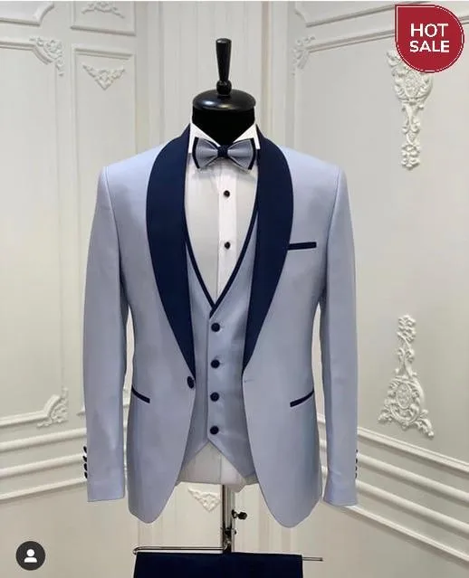 2020 Newest Fashion Navy Blue Business Mens Suits Wedding Suits For Men Slim Fit Tuxedos 3 Piece