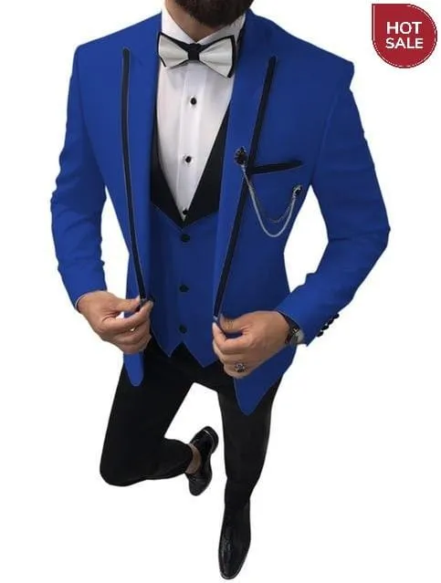 2020 Newest Fashion Navy Blue Business Mens Suits Wedding Suits For Men Slim Fit Tuxedos 3 Piece