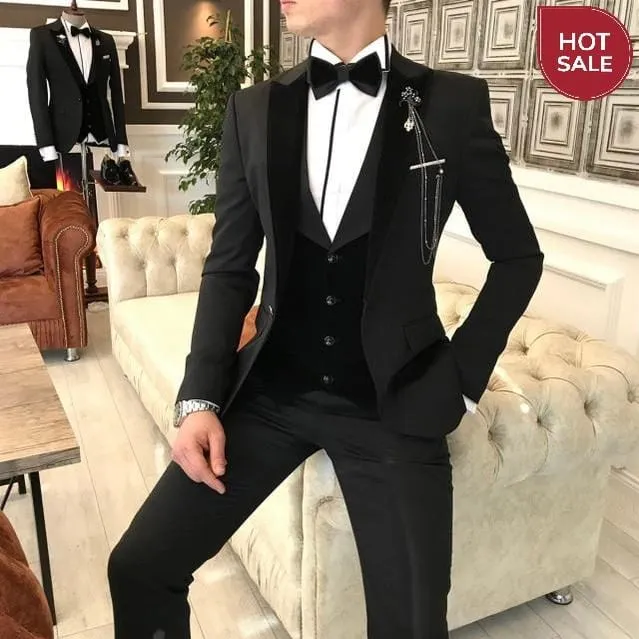 2020 Newest Fashion Navy Blue Business Mens Suits Wedding Suits For Men Slim Fit Tuxedos 3 Piece