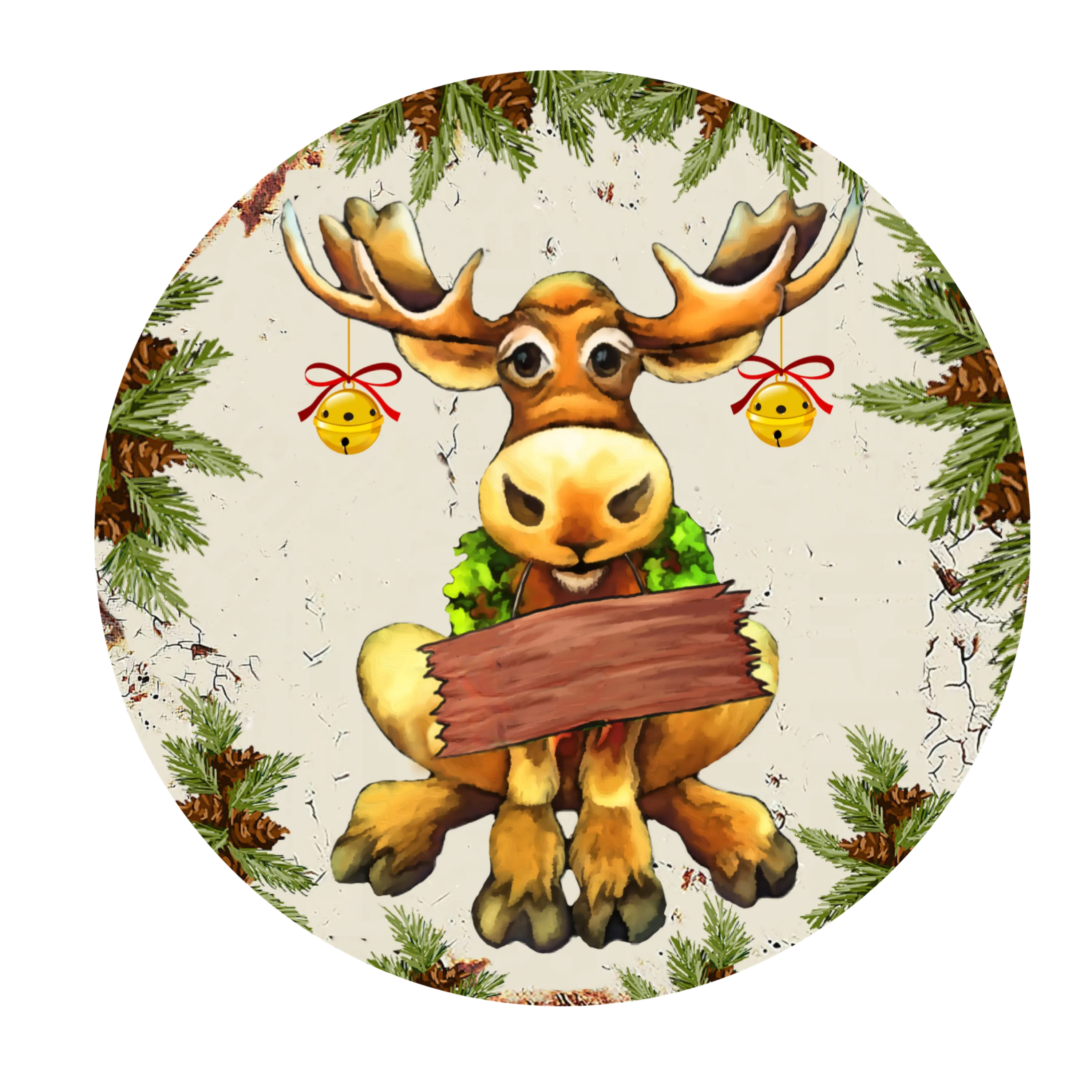 #21 Moose Sign, Winter Sign, Wreath Center, Wreath Attachment