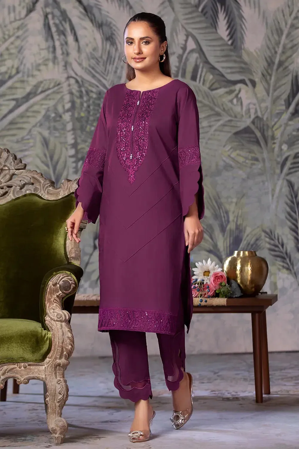 2PC Embroidered Unstitched Cambric Suit KSTE-2862