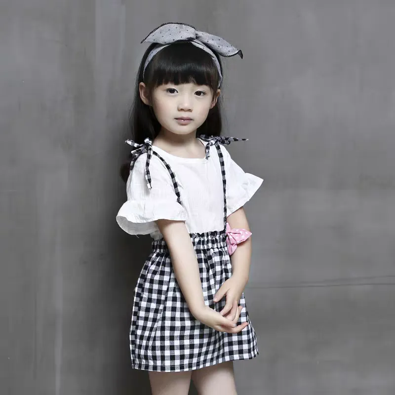 [363326] - Setelan Overall Anak Perempuan - Motif Tartan Ribbons