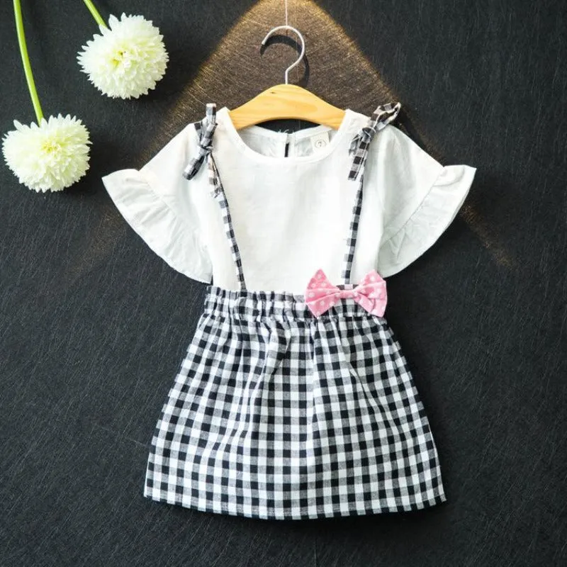 [363326] - Setelan Overall Anak Perempuan - Motif Tartan Ribbons