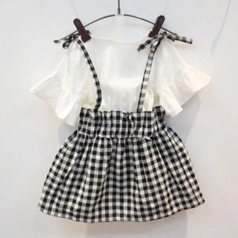 [363326] - Setelan Overall Anak Perempuan - Motif Tartan Ribbons