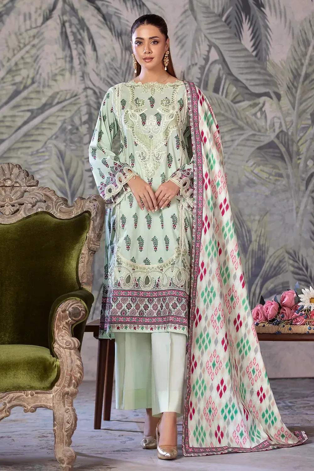 3PC Embroidered Unstitched Cambric Suit KCCE-2843