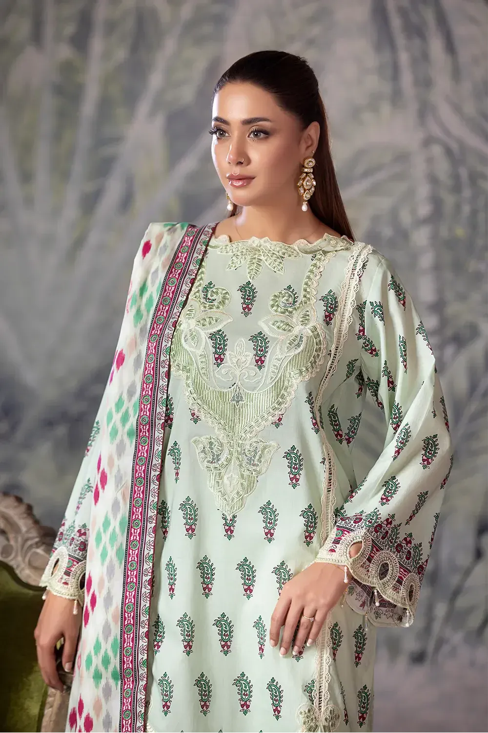 3PC Embroidered Unstitched Cambric Suit KCCE-2843