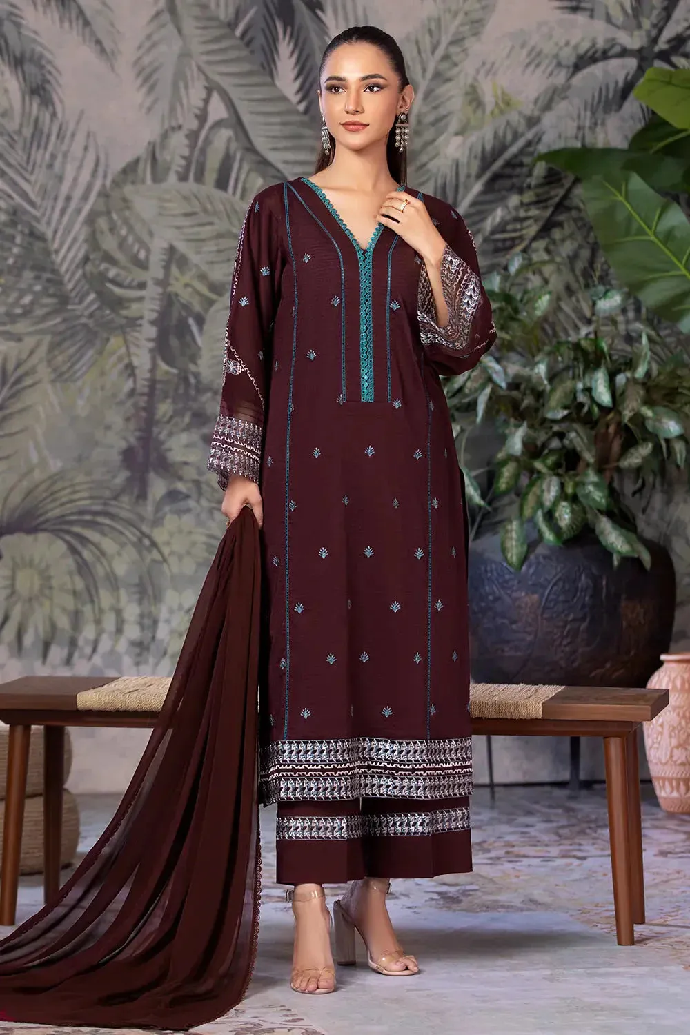 3PC Embroidered Unstitched Cambric Suit KSDE-2835