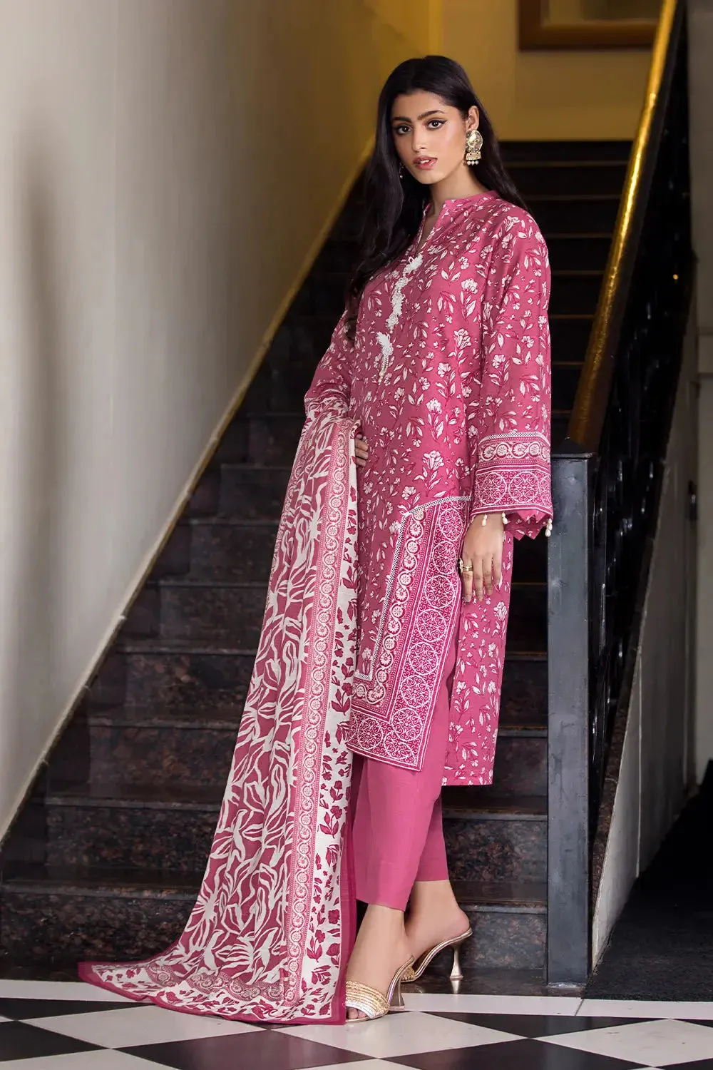 3PC Printed Unstitched Khaddar Suit KKH-2873