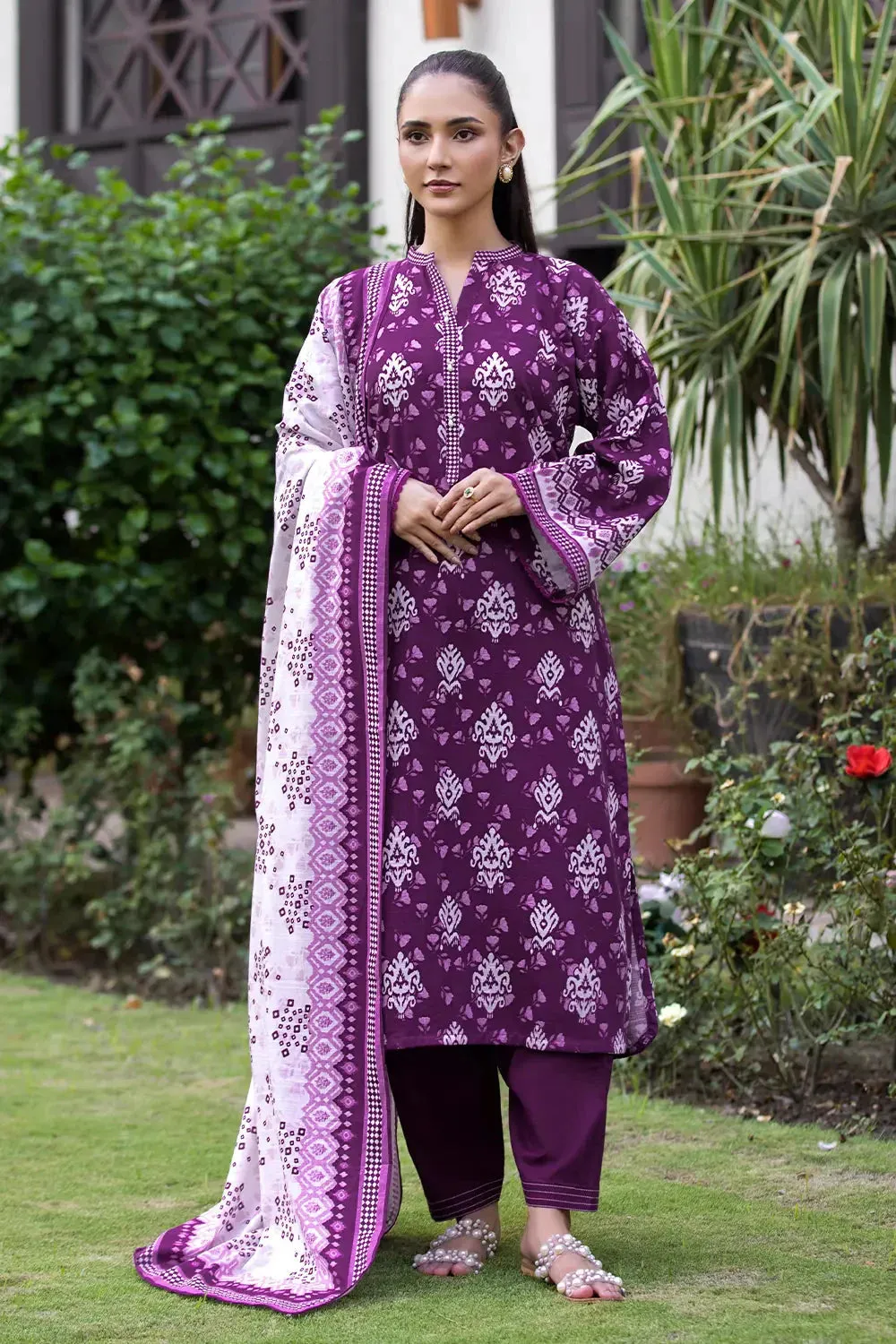 3PC Printed Unstitched Khaddar Suit KKH-2876