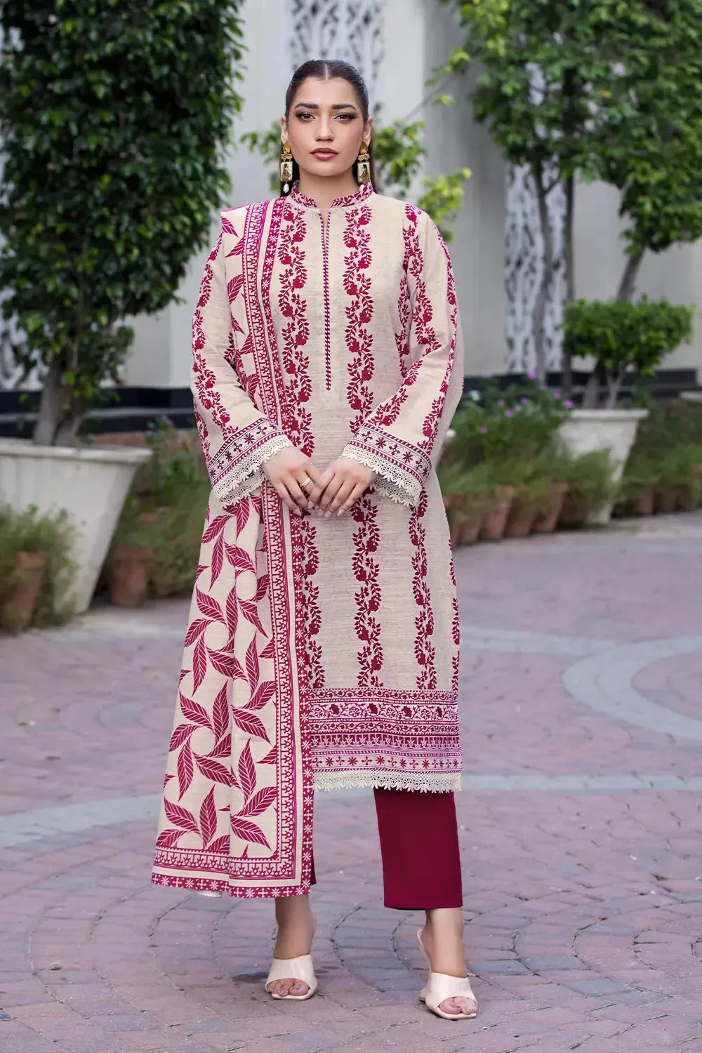 3PC Printed Unstitched Khaddar Suit KKH-2892