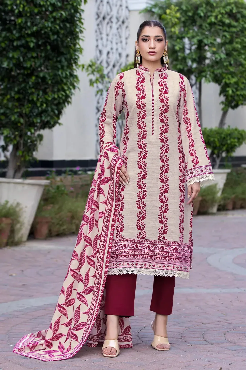 3PC Printed Unstitched Khaddar Suit KKH-2892