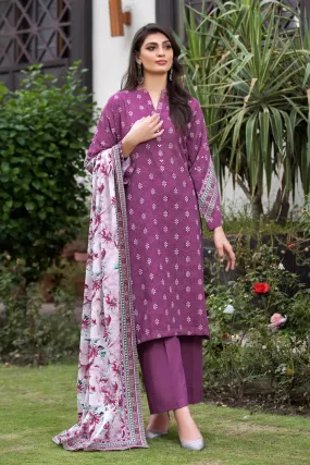 3PC Printed Unstitched Khaddar Suit KKH-2895