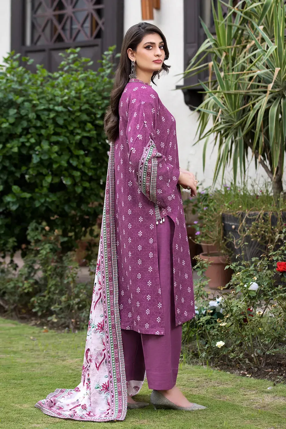 3PC Printed Unstitched Khaddar Suit KKH-2895