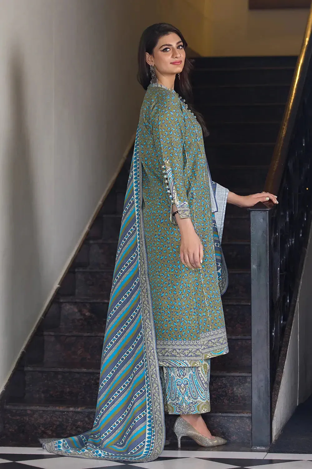 3PC Printed Unstitched Khaddar Suit KKH-2902