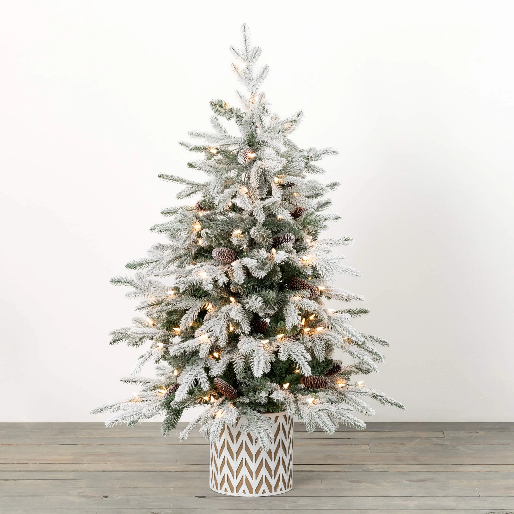 4' Potted Lit Flocked Tree