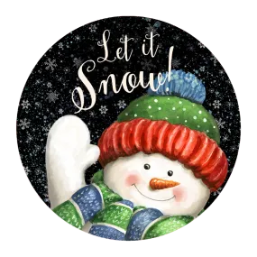 #9 Let It Snow Sign, Snowman Sign, Holiday Sign, Wreath Center, Wreath Attachment