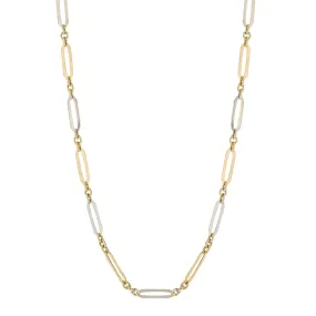 9ct Yellow And White Gold Elongated Link Necklace GN364