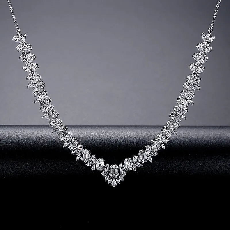 AAA Cubic Zirconia Earring Necklace Jewelry Sets for Women Luxury Crystals Accessories