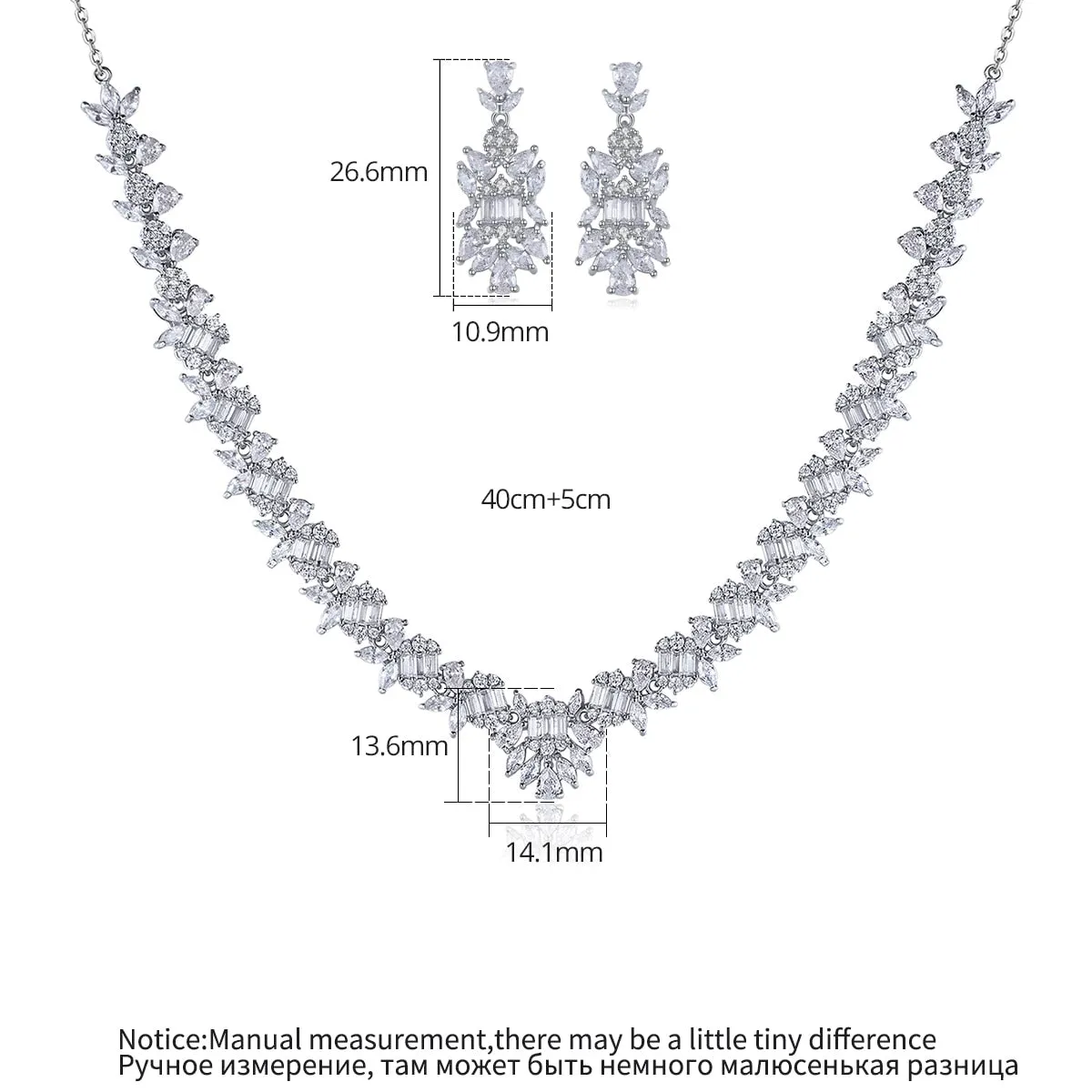 AAA Cubic Zirconia Earring Necklace Jewelry Sets for Women Luxury Crystals Accessories