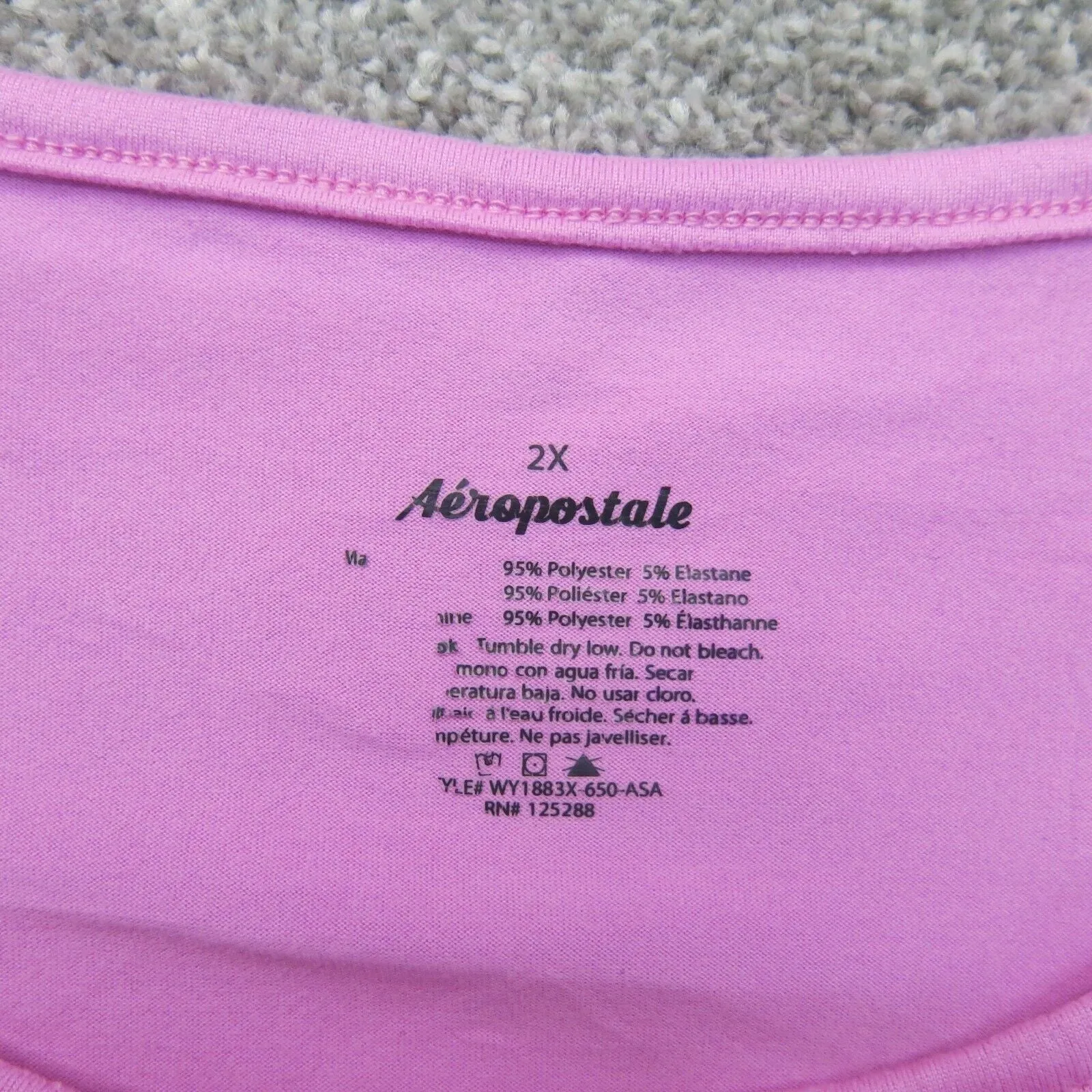 Aeropostale Womens Pullover Cropped T Shirt Short Sleeves Crew Neck Pink Size 2X