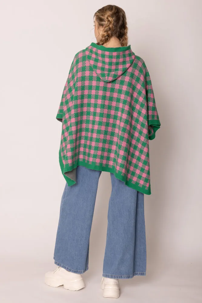 AKA Sorority Checkered Knit Pink and Green Cape