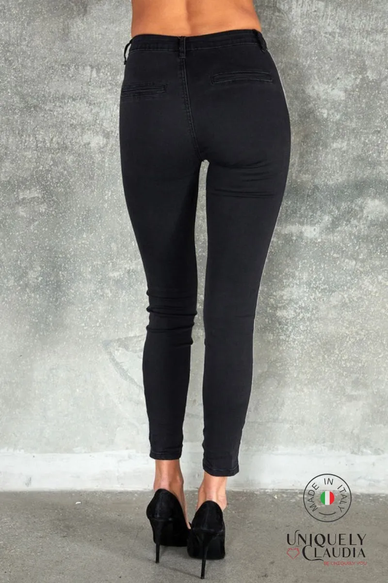 Alessandra Silver Stripe Black Joggers