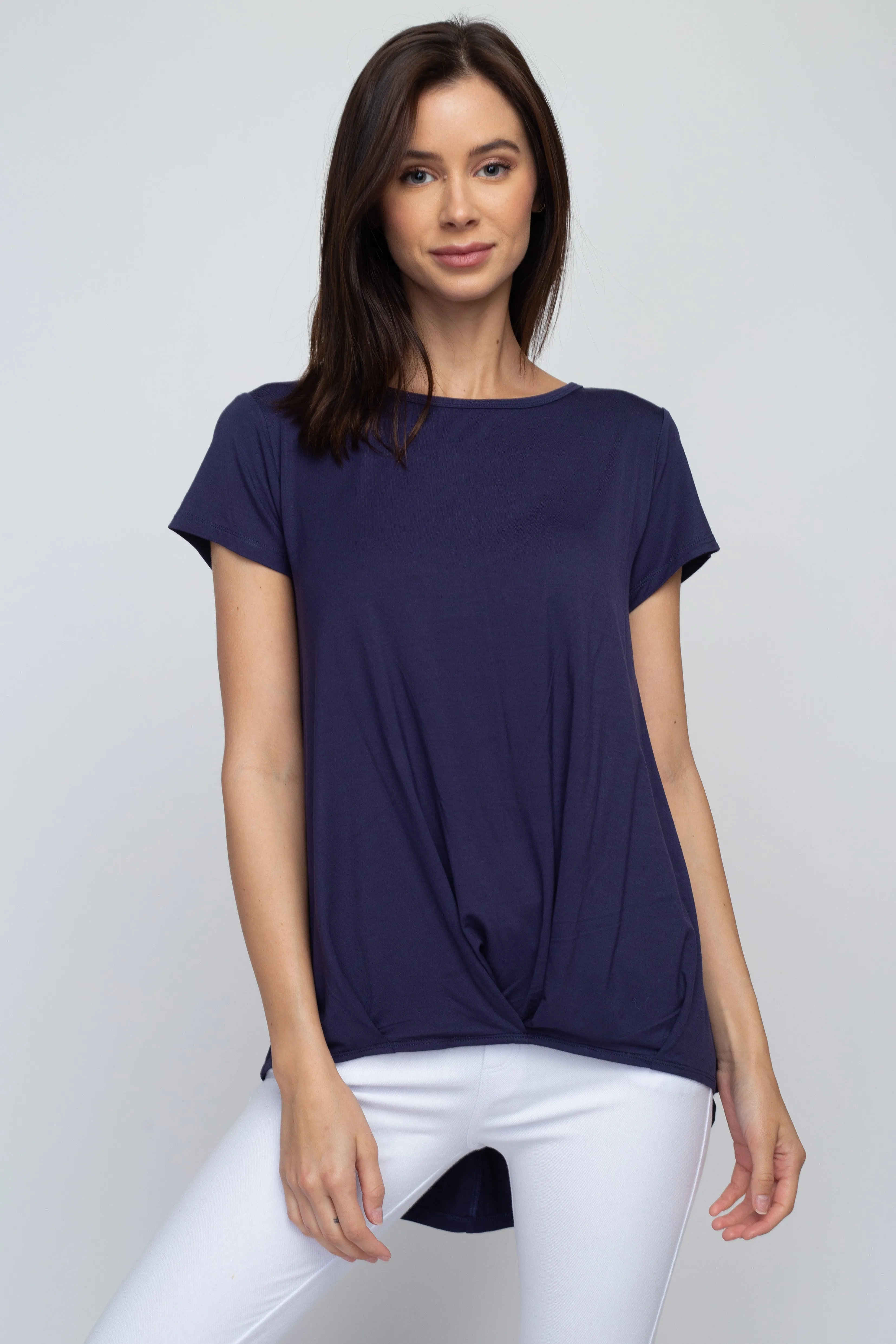 Allison Short Sleeve Pleat Hem Top