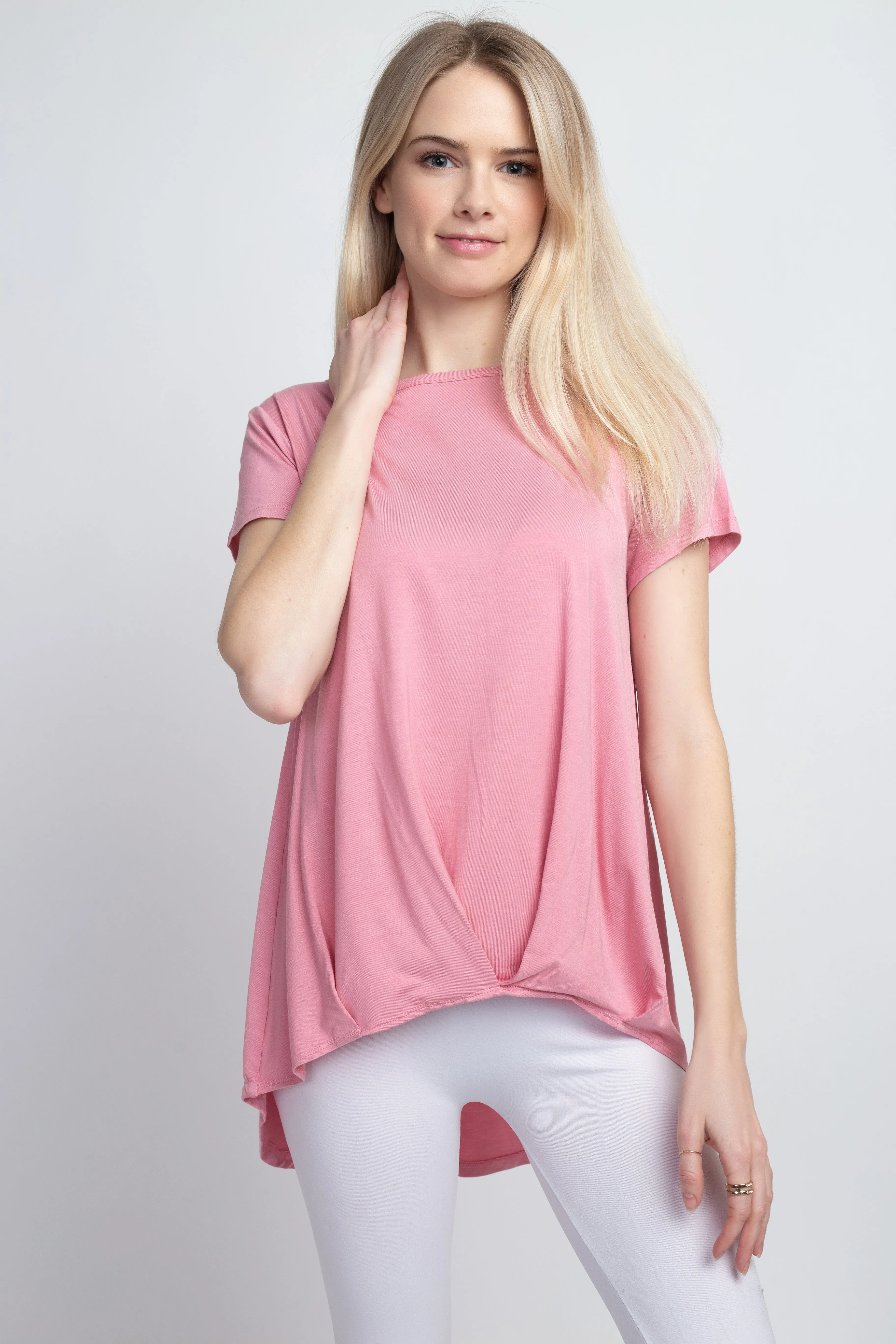 Allison Short Sleeve Pleat Hem Top