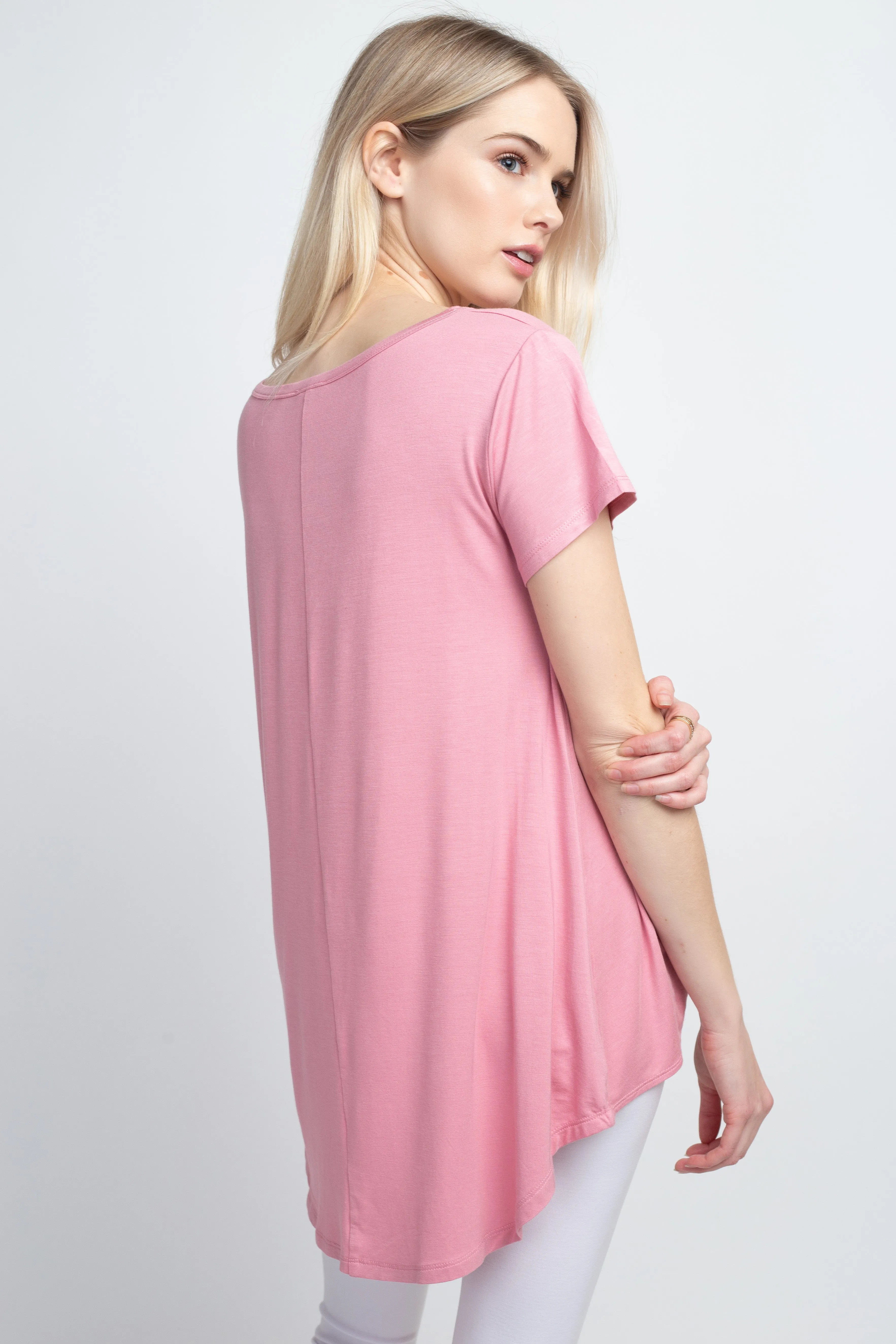 Allison Short Sleeve Pleat Hem Top