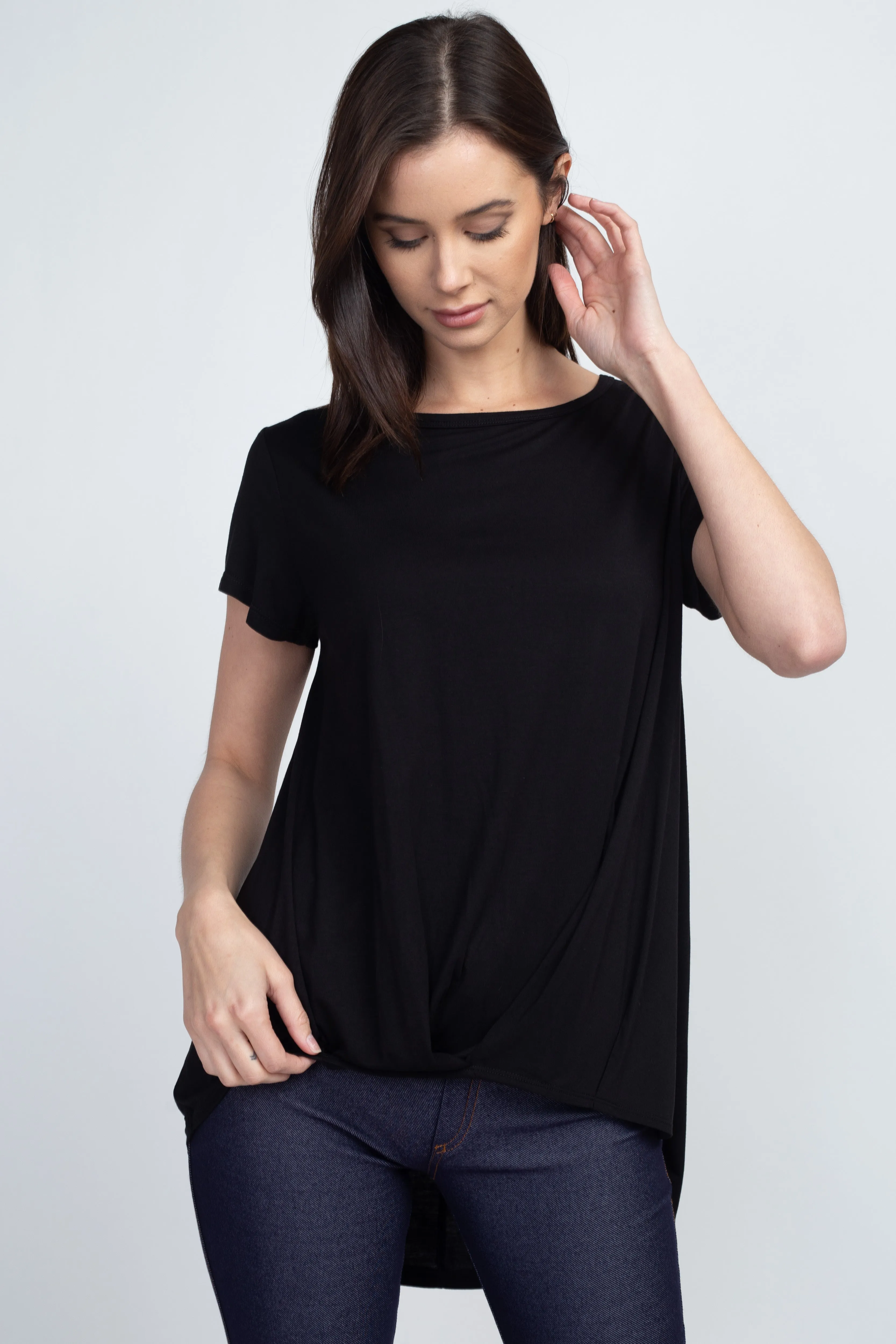 Allison Short Sleeve Pleat Hem Top