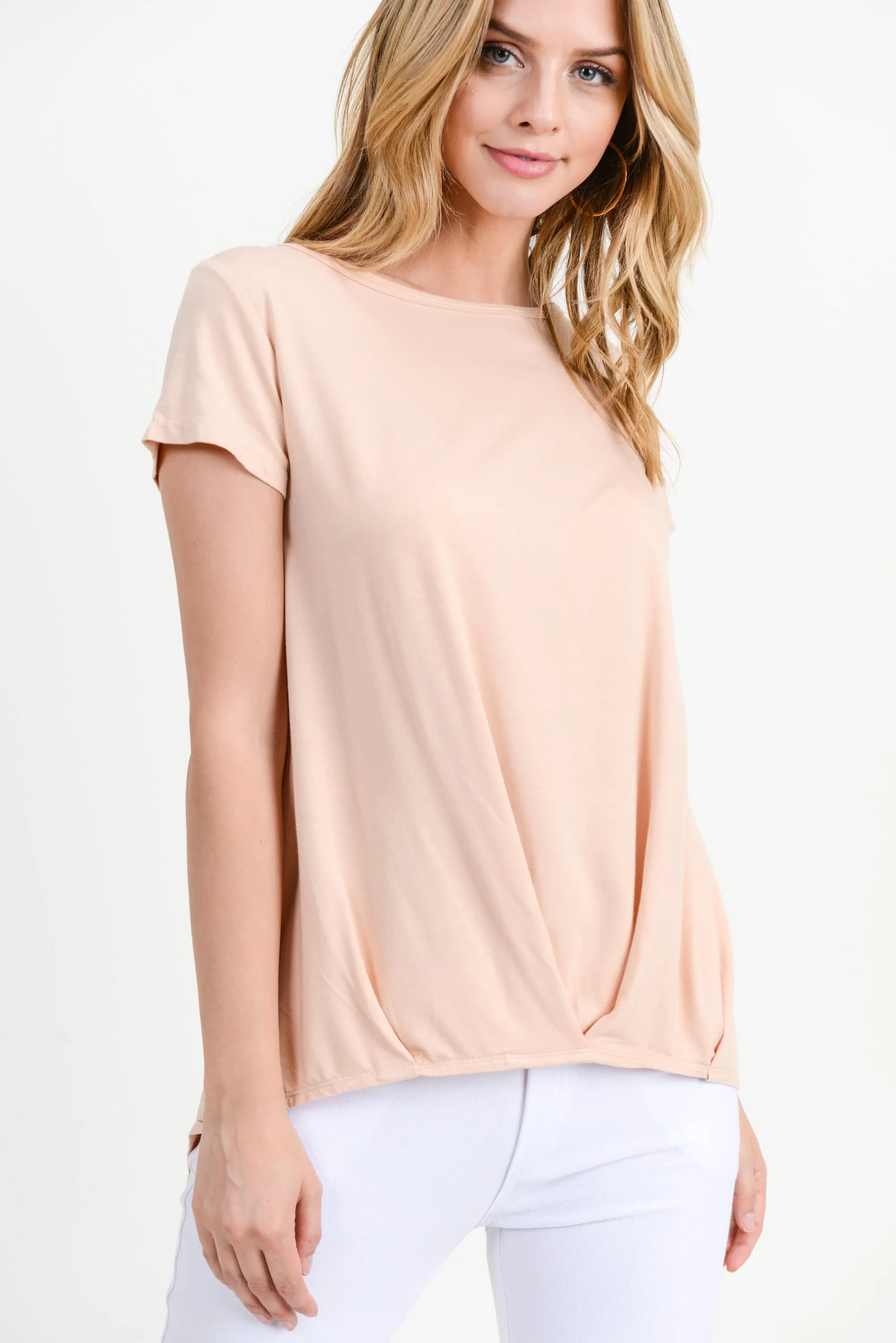 Allison Short Sleeve Pleat Hem Top