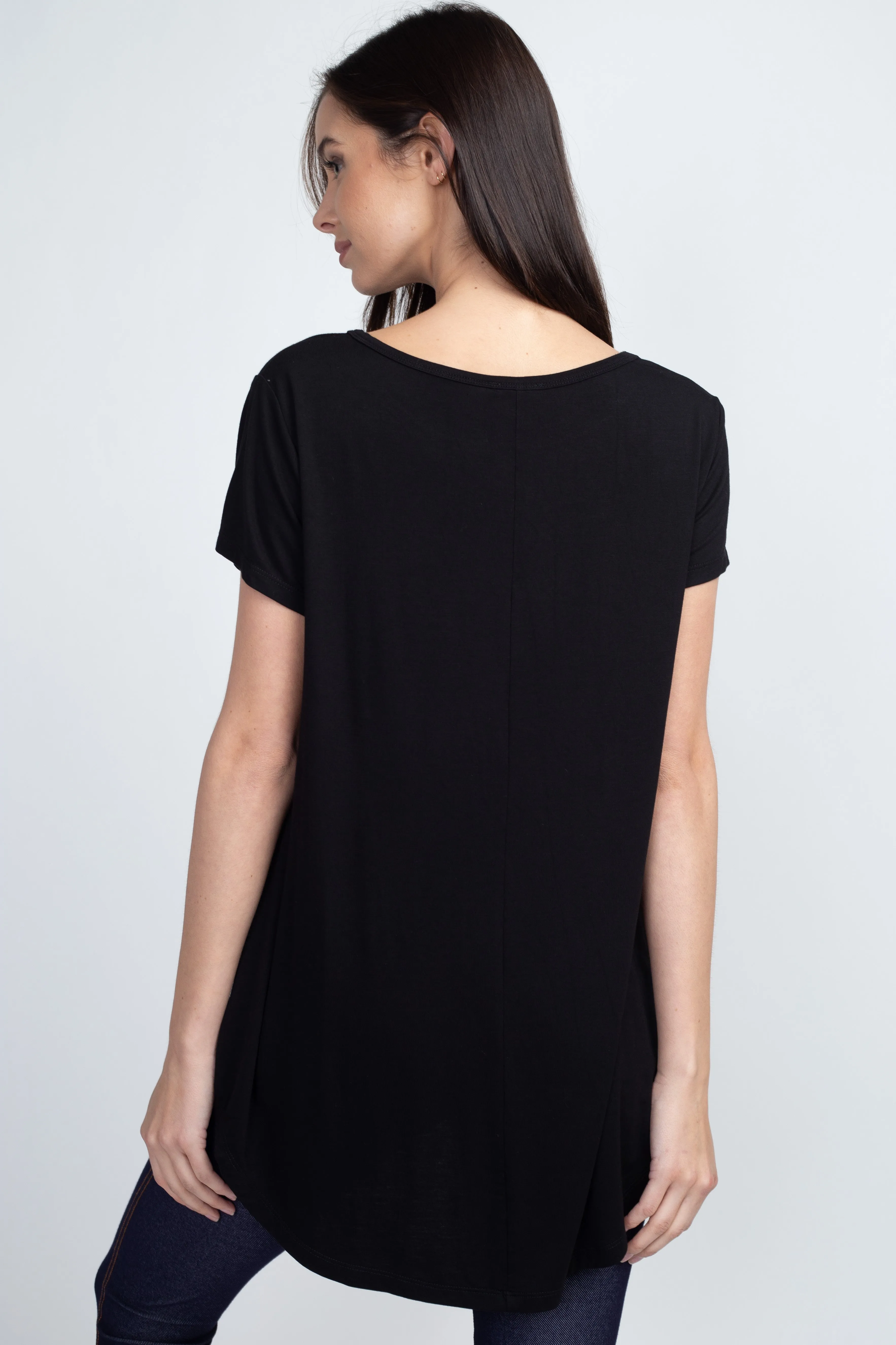 Allison Short Sleeve Pleat Hem Top