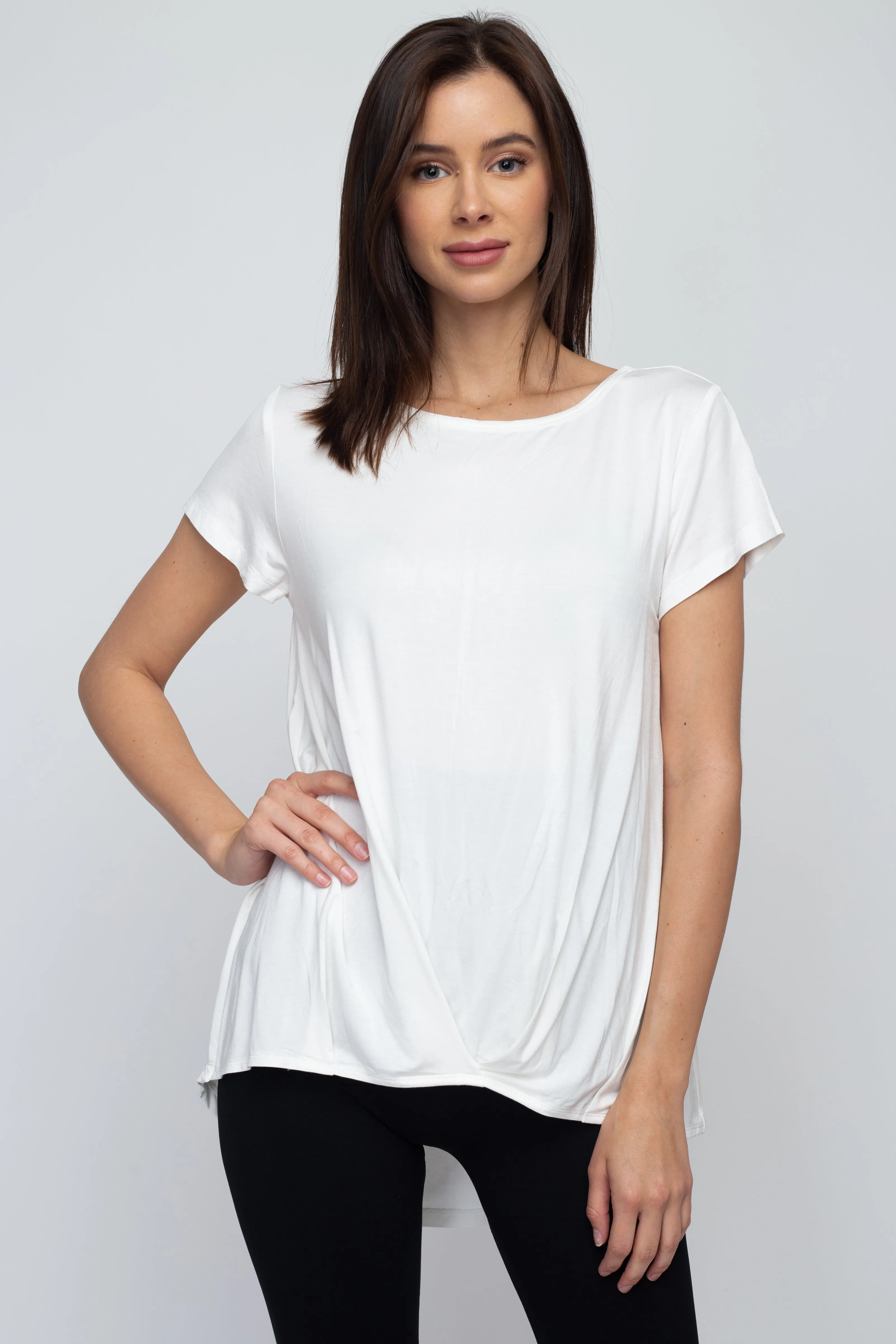 Allison Short Sleeve Pleat Hem Top