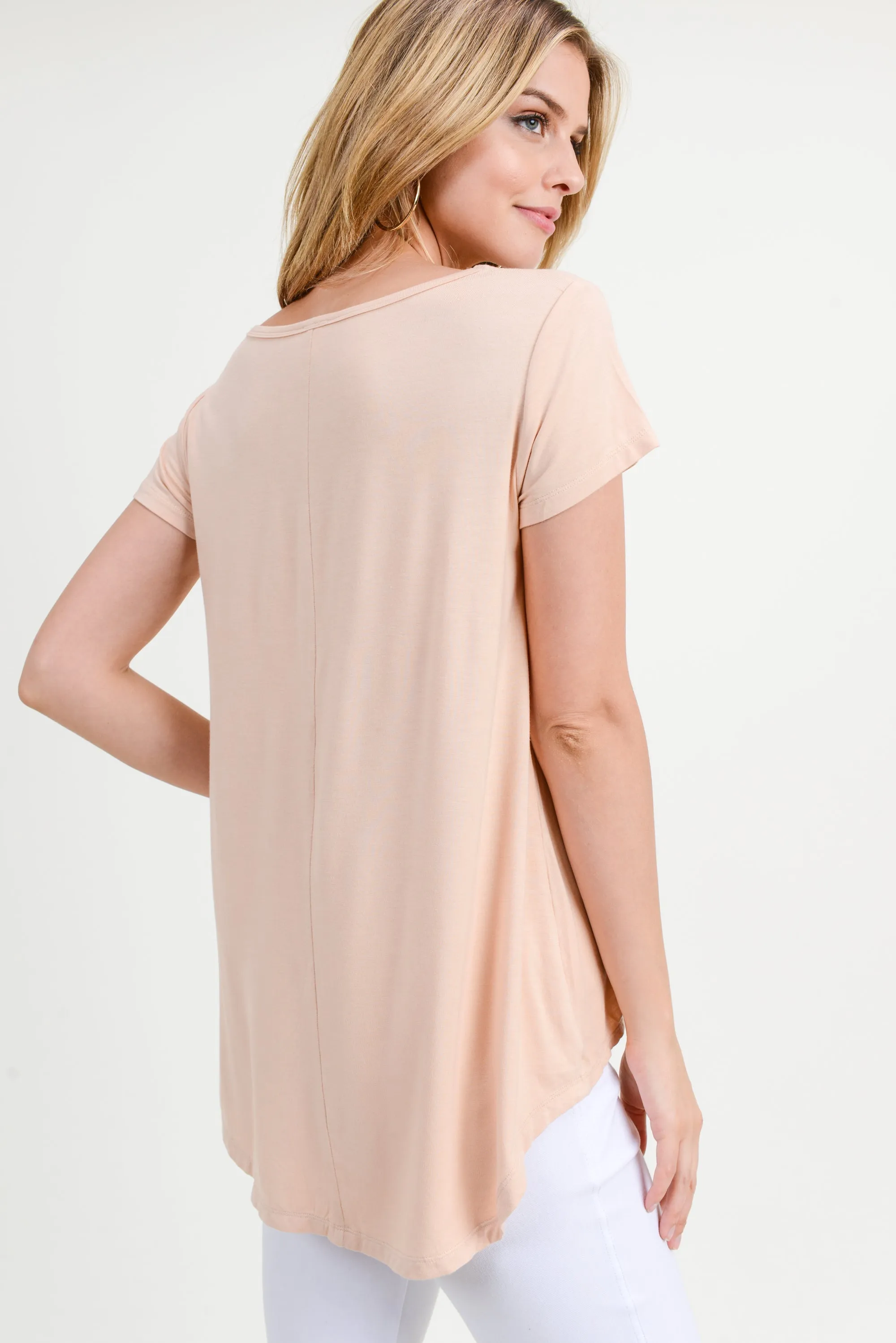 Allison Short Sleeve Pleat Hem Top