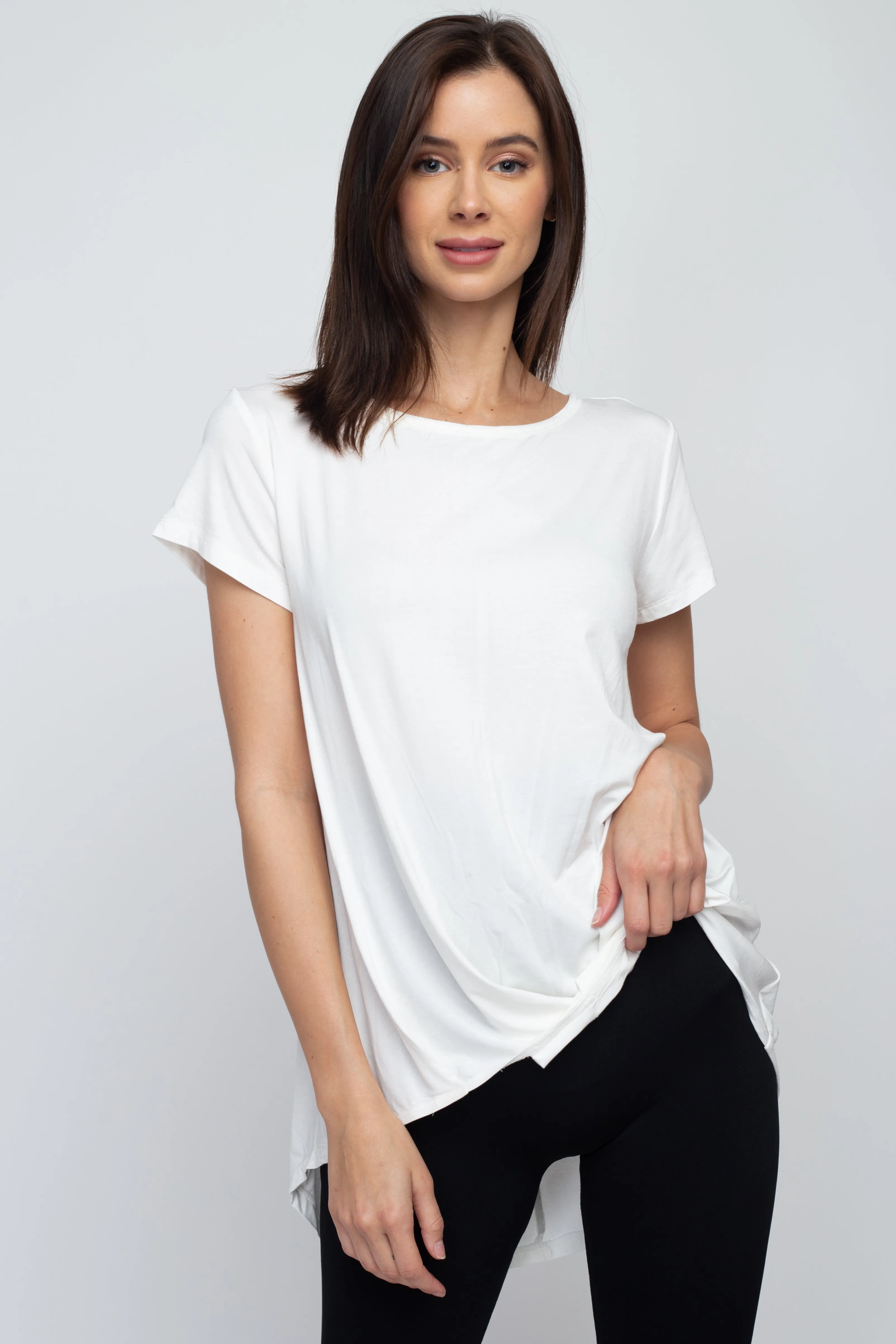 Allison Short Sleeve Pleat Hem Top