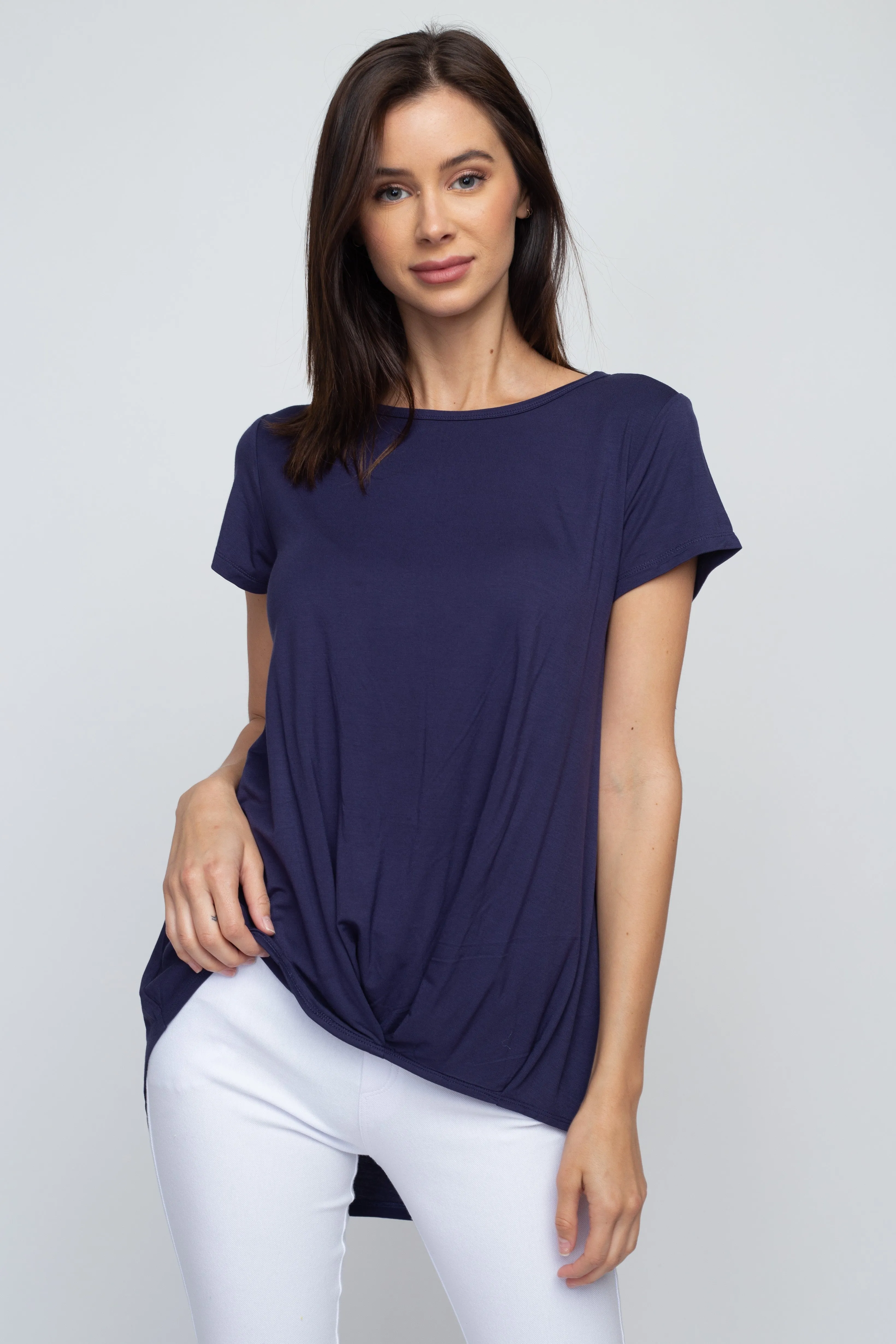 Allison Short Sleeve Pleat Hem Top