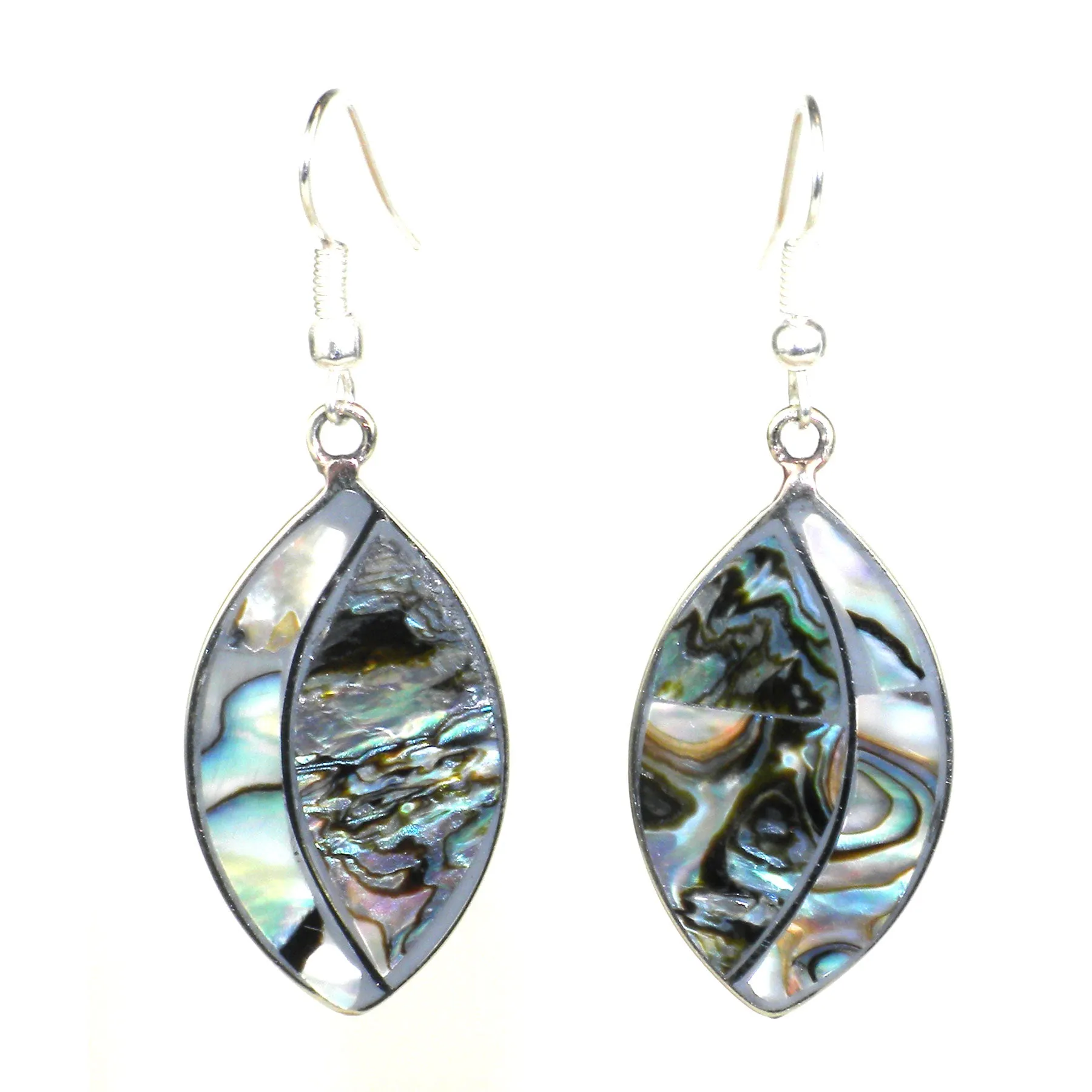 Alpaca Silver Abalone Ellipse Earrings Artisana